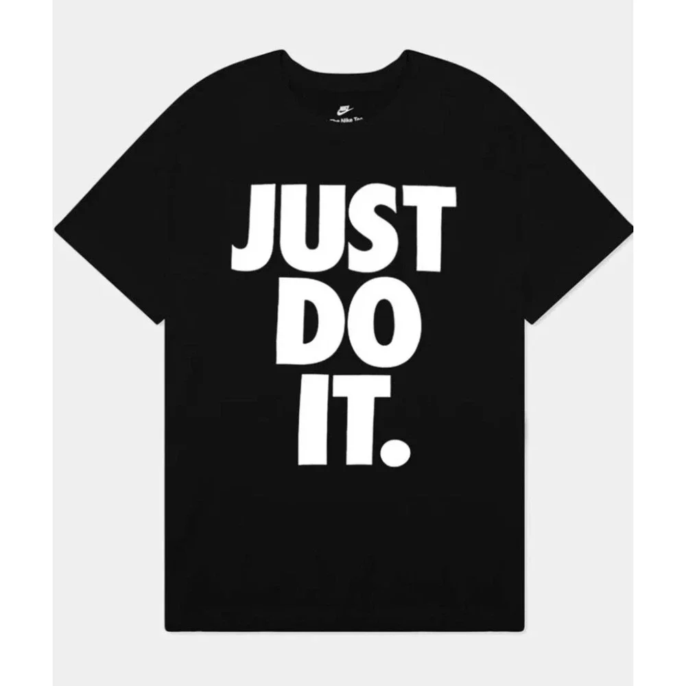 Nike Just Do It T-Shirt Black Big Logo Men's Size Large DX1987 010 Unisex New
